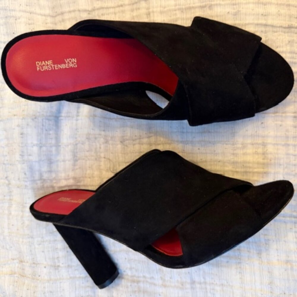 Diane von Fürstenberg Black Suede Heels